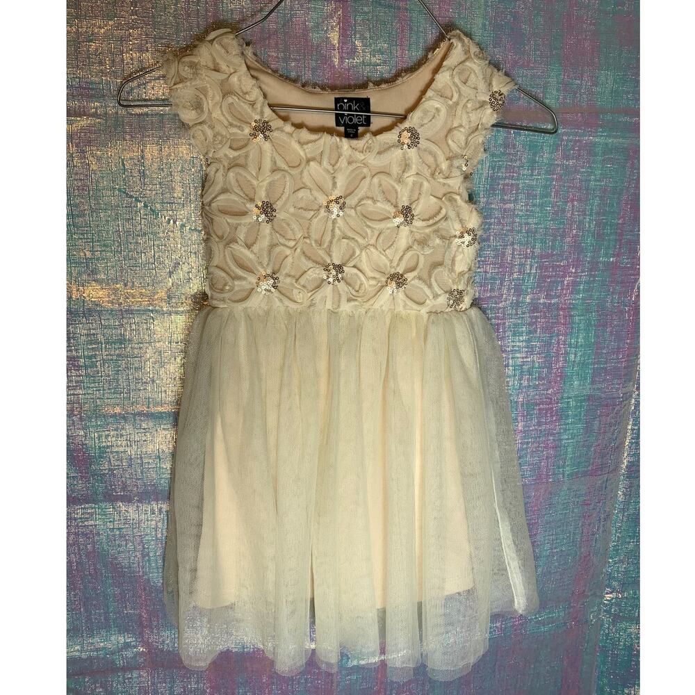 Pink & Violet Sequin Embellished Flower Special Occasion Dress Sz 4 Flower Girl